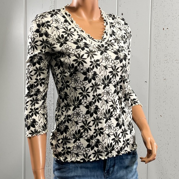 *Liz Claiborne Women’s Flower Print Top V- Neck Sz M - Picture 6 of 11